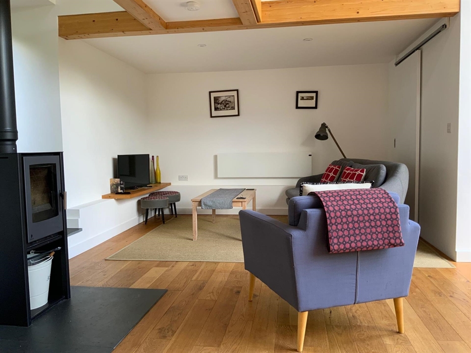 Lounge area and wood burner
