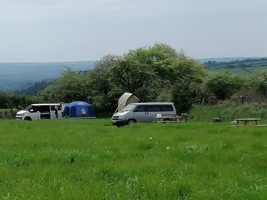 3 dedicated campervan pitches with private loo, table and fire pit on each pitch - plus nice warm showers and a stunning view