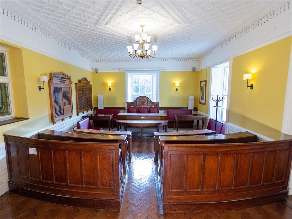 The original council chamber has been refurbished to its original glory.