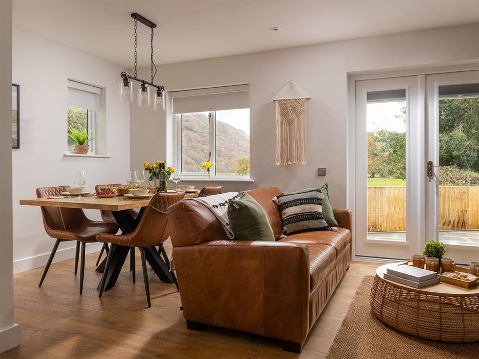 Countryside Views, Leather sofa, Leather dining chairs, Boho meets industrial