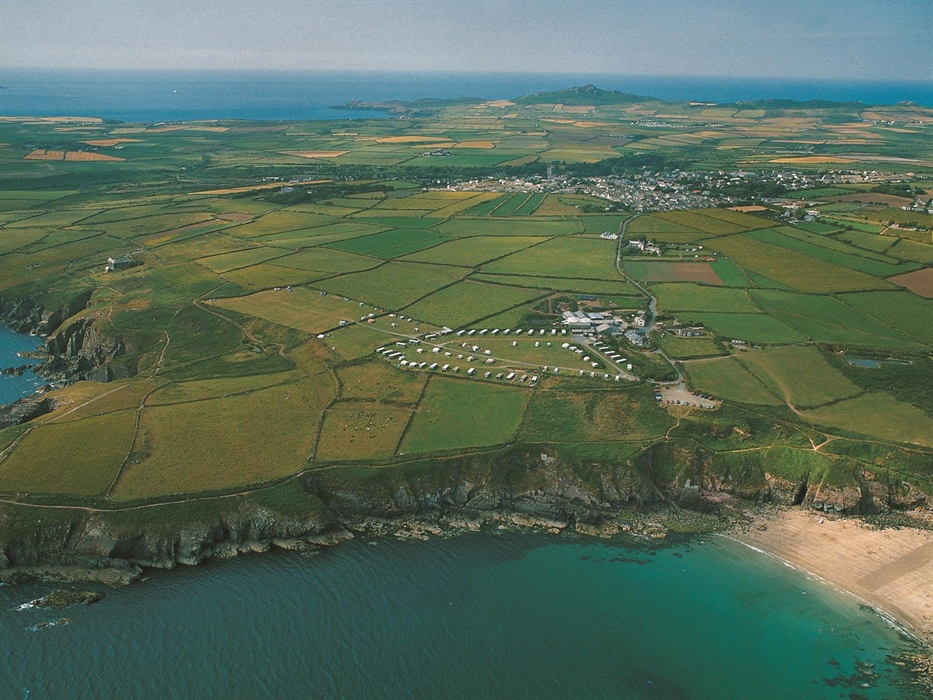 View of Caerfai Bay Caravan and Camping Park adjacent to Pembrokeshire Coastal Path and short walk to the Beach and St Davids