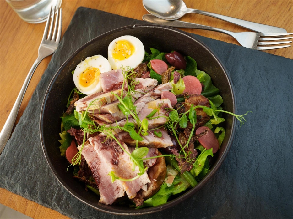 Pan-Seared Tuna Salad in the Carreg Restaurant at The Cliff Hotel & Spa