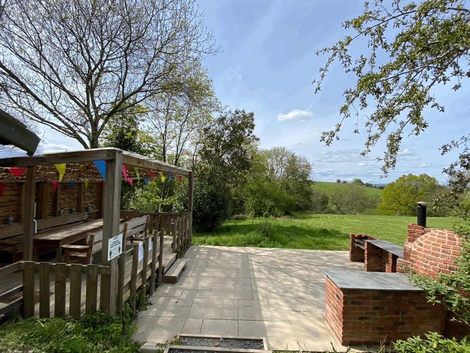 Our kitchen and patio area at Strawberry Skys Yurts