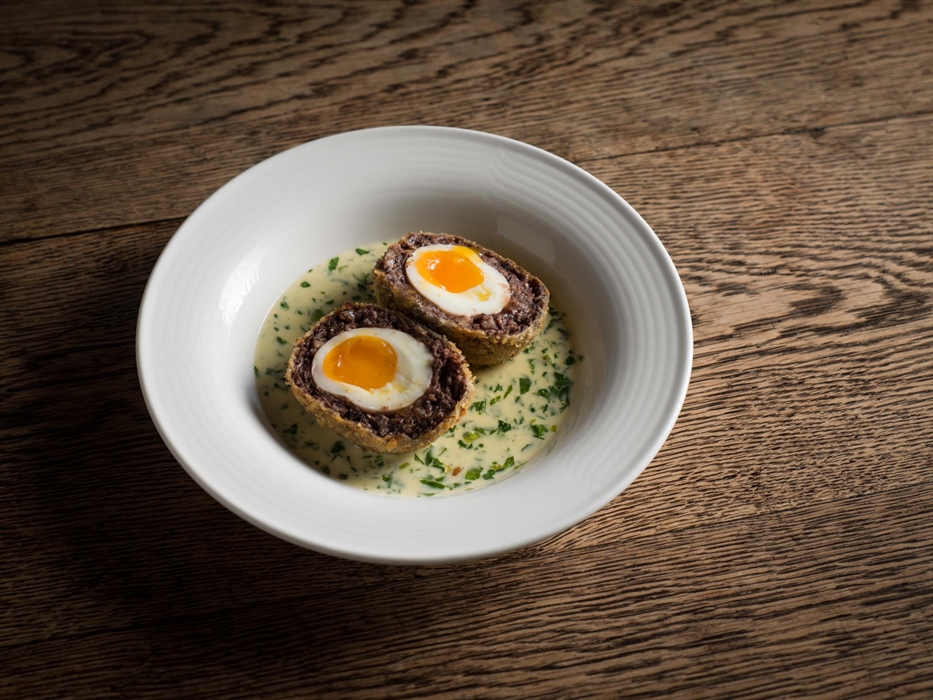 Mangalitza black pudding scotch egg