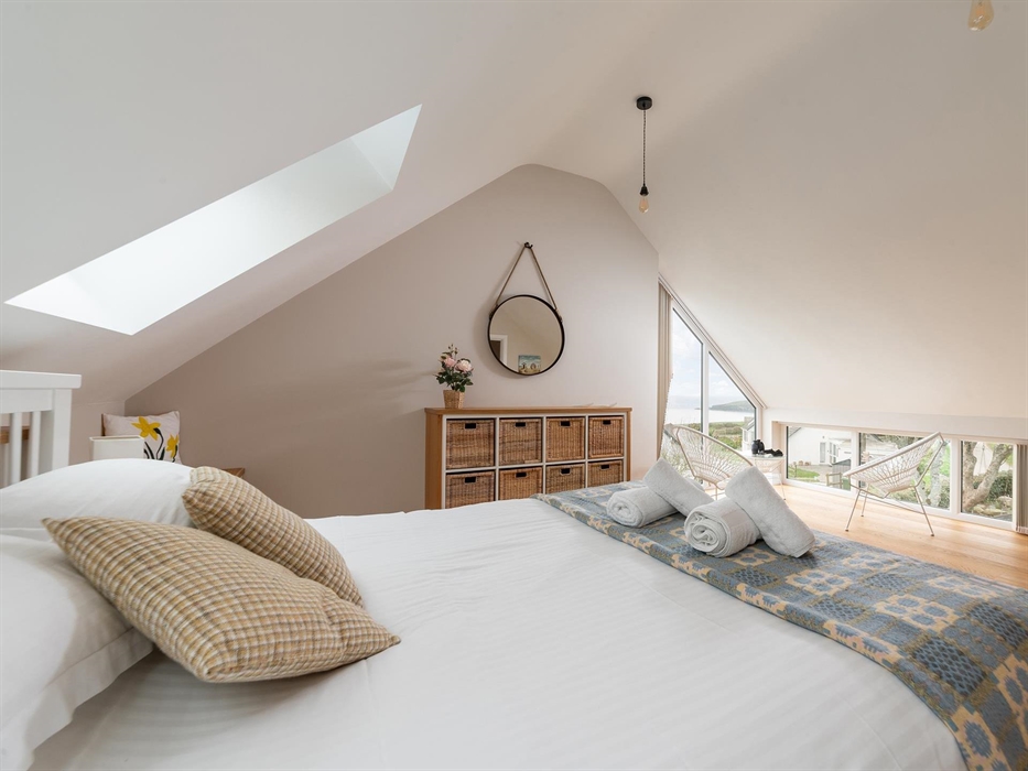 Bedroom with sea views