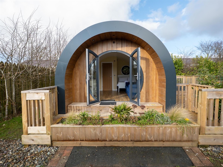 Outside Glamping Pod with Hot Tub