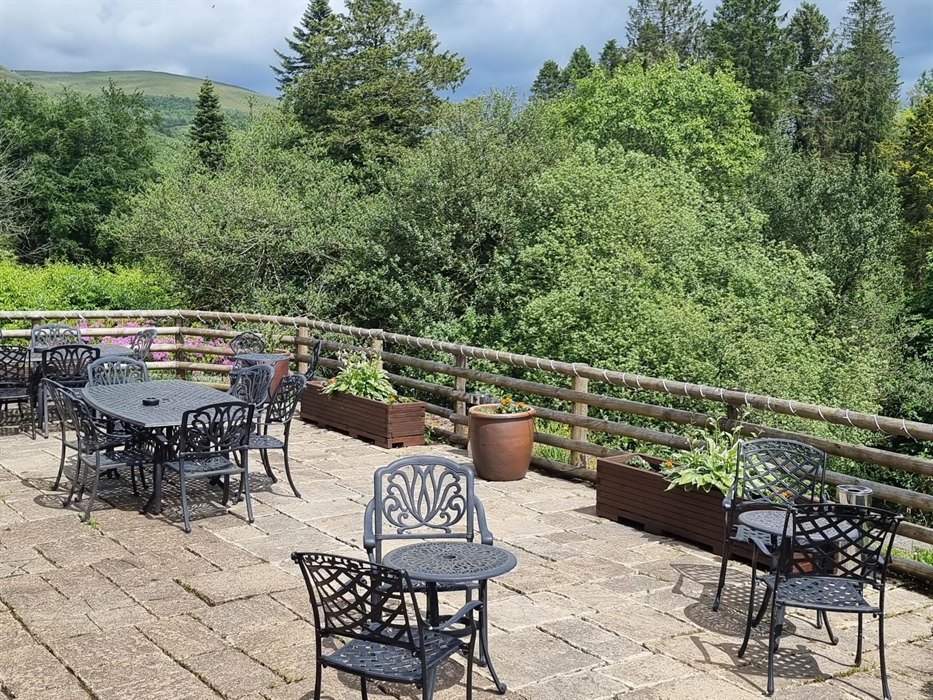 The Conservatory Terrace at Craig y Nos Castle in Brecon Beacons, South Wales