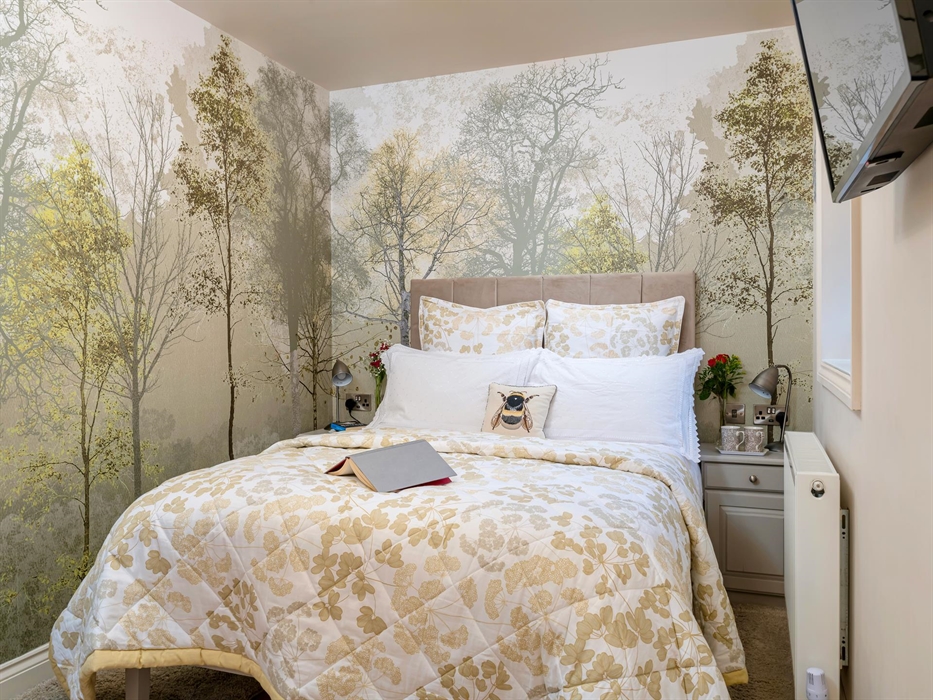 Garden Double Lily with ensuite walk in wall and rain shower with private entrance and out door seating with views over the wild bird feeders - great