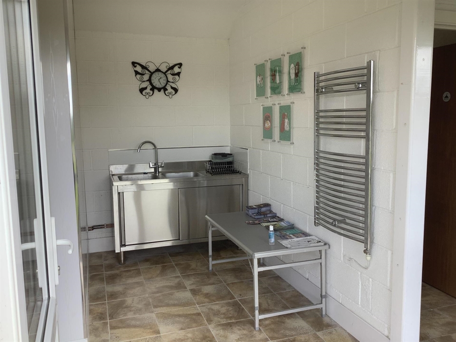 Washing up area inside the toilet block.