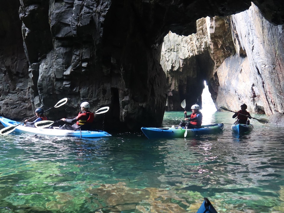 Exploring the Caves near St Davids by Kayak