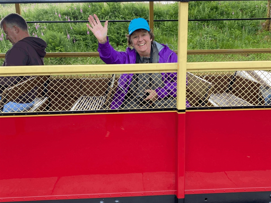 Another satisfied customer. Jane enjoying the railway journey.