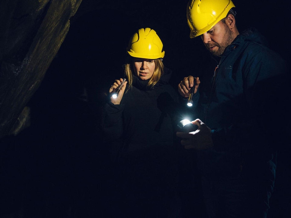 Inspecting items left behind by the miners with Corris Mine Explorers