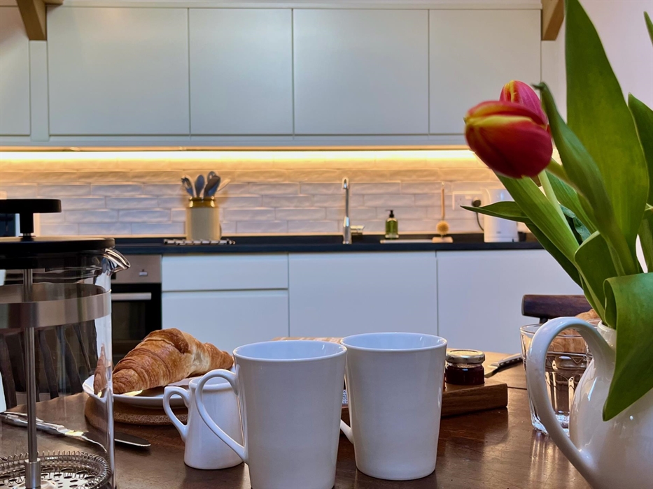 The open plan lounge includes a kitchen and dining area