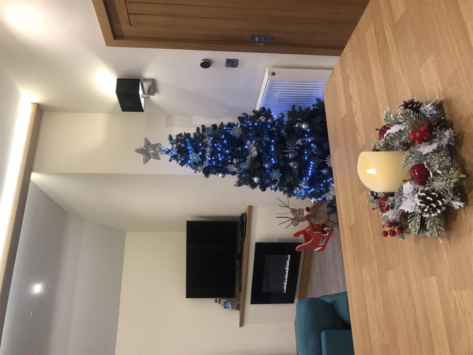 River Lodge is always decorated for Christmas.