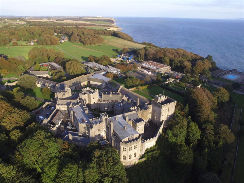 A view overlooking St Donat's Castle and the Vale of Glamorgan Heritage Coastline