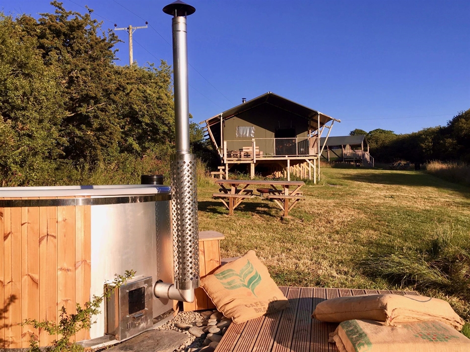 All lodges have private wood fired hot tub