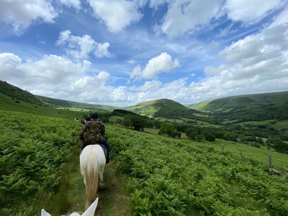 Beautiful views can be seen in all directions throughout the rides. Here you can see the Twmpa straight ahead of the ride.