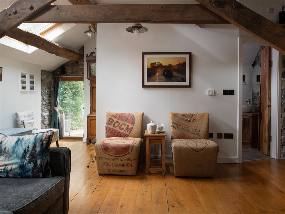 The upstairs lounge features velux windows