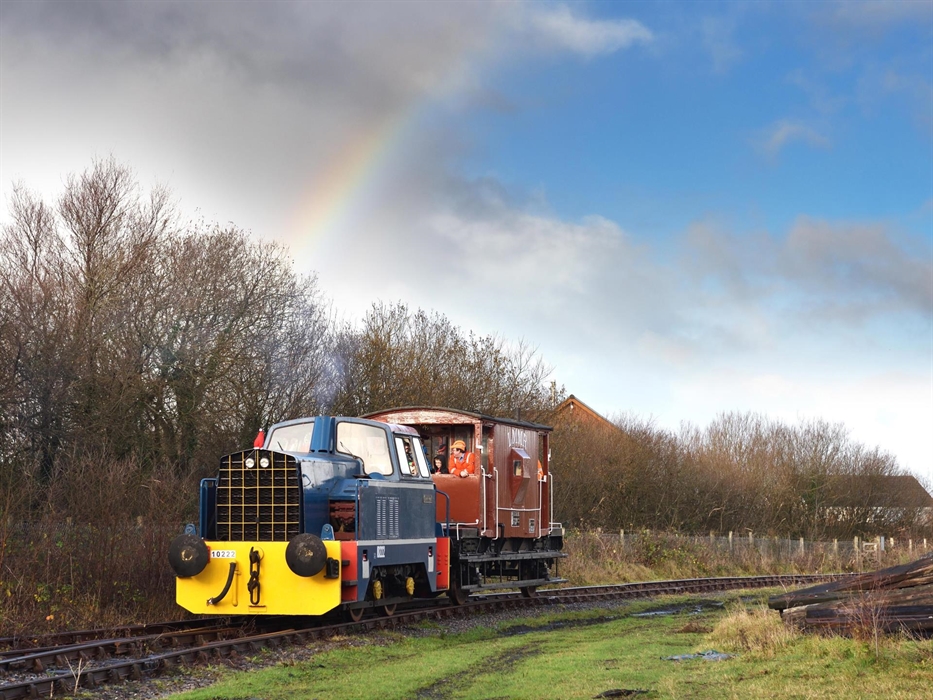 1960s Sentinel diesel loco and wooden brakevan
