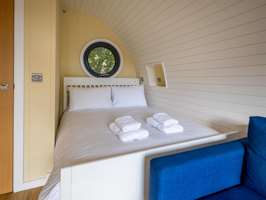 Inside Glamping Pod with Hot Tub