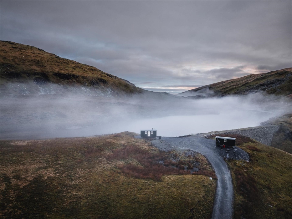 Barlwyd Huts in the Fog