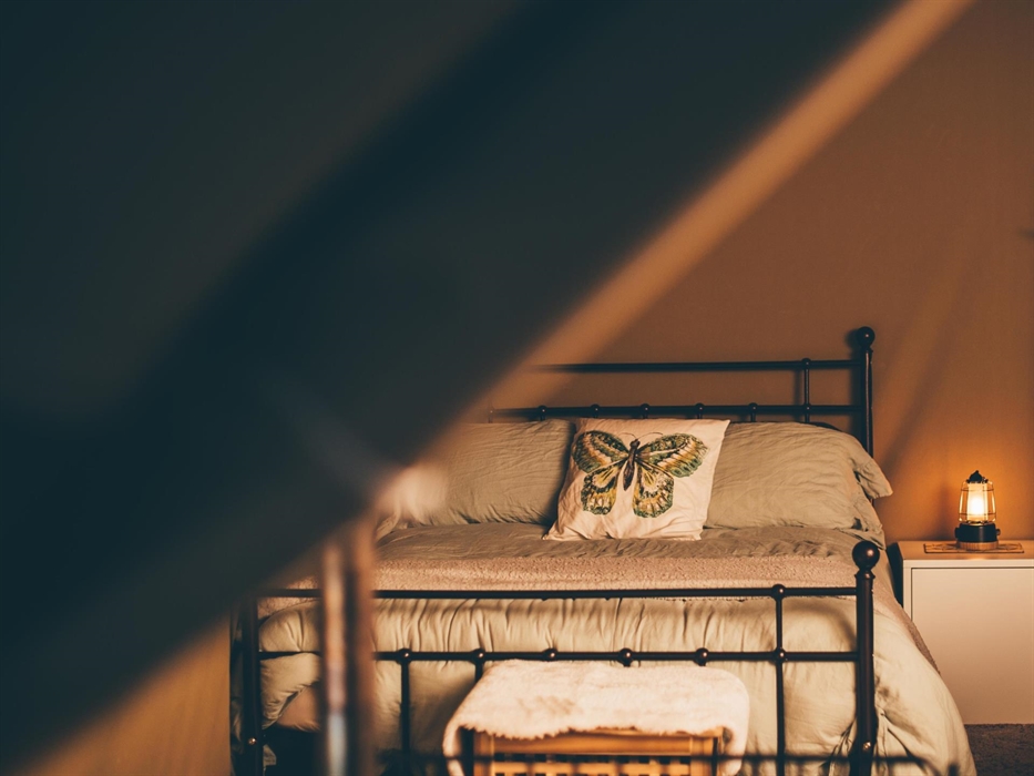 Canvas lodge interior