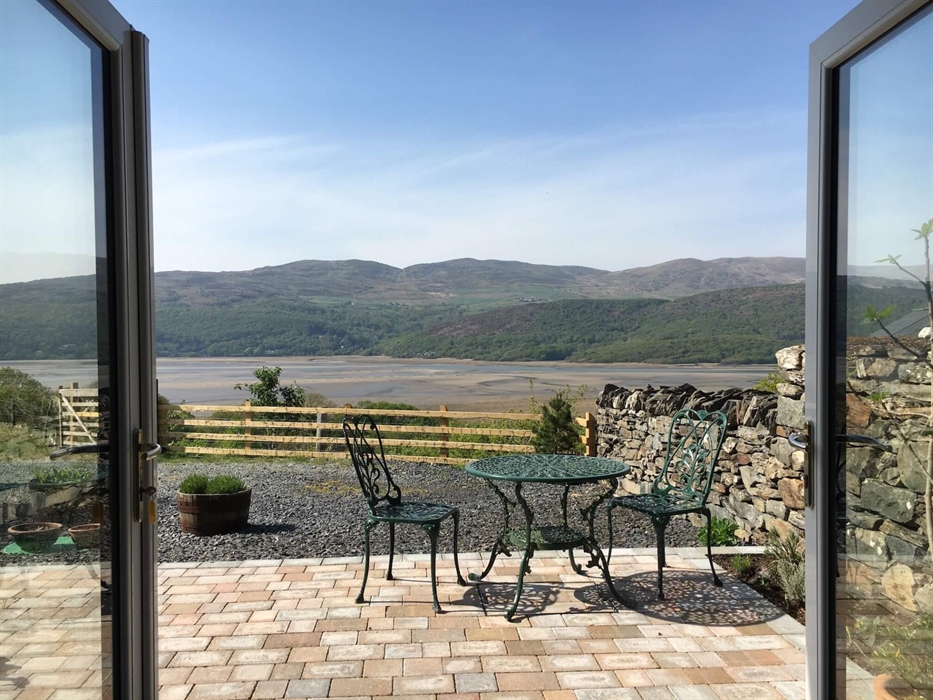 View of Mawddach Estuary from terrace of Snowdonia Holiday Cottage