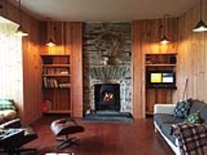 Huge living area with wood burning stove