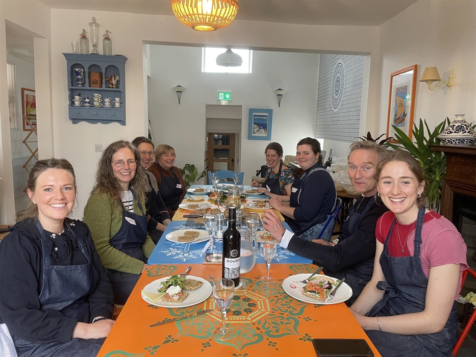 Lunch with wine in the dining room