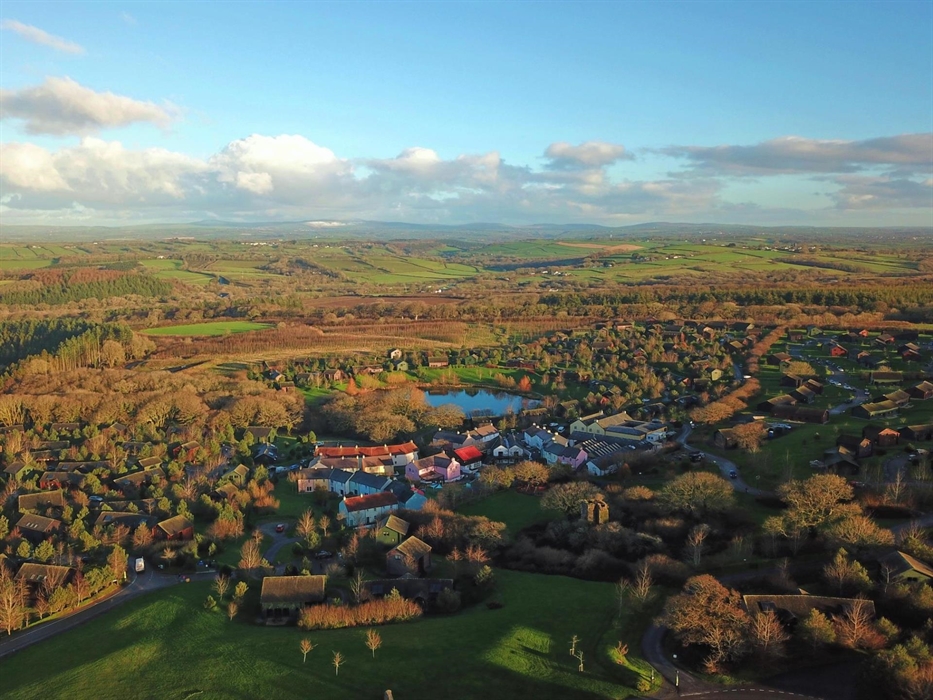 An autumnal image of the 500-acre resort from above.