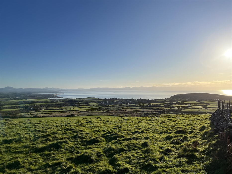 Pennant Igyn holidays view from our land, looking out over Llanbedrog and Pwllheli
