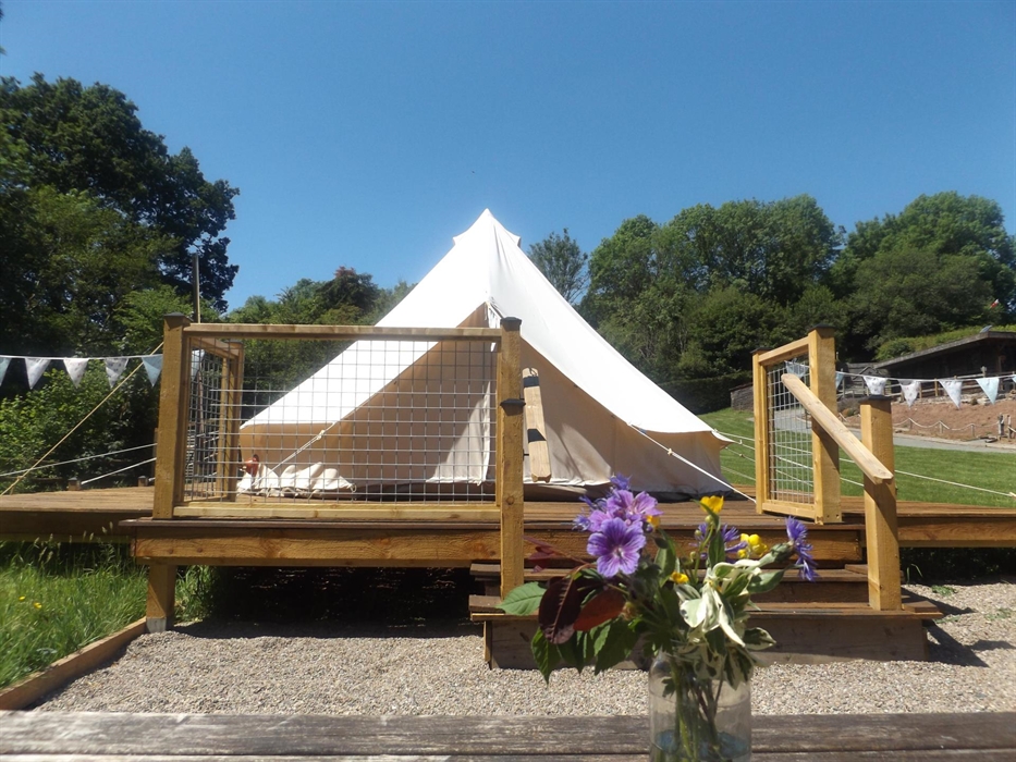 Large Bell Tent at Camp Cynrig Glamping, sleeps a family of 6
