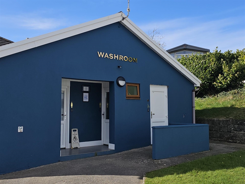 Platinum loo of the year Award winning touring washrooms.  With waterfall showers, baby changing area,  toilets, large mirror and hot and cold sinks.