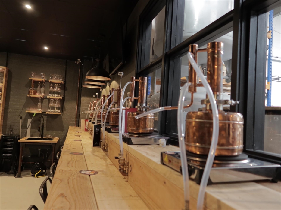 Copper stills used in Make your own Gin or Rum experiences