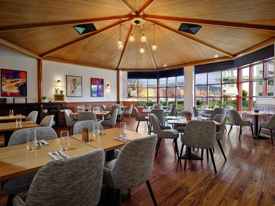 Restaurant with marina views