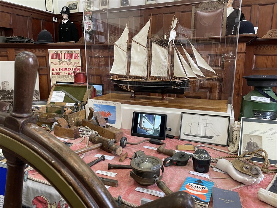 Pembroke Museum's maritime collection featuring a model of 'Kathleen and May'