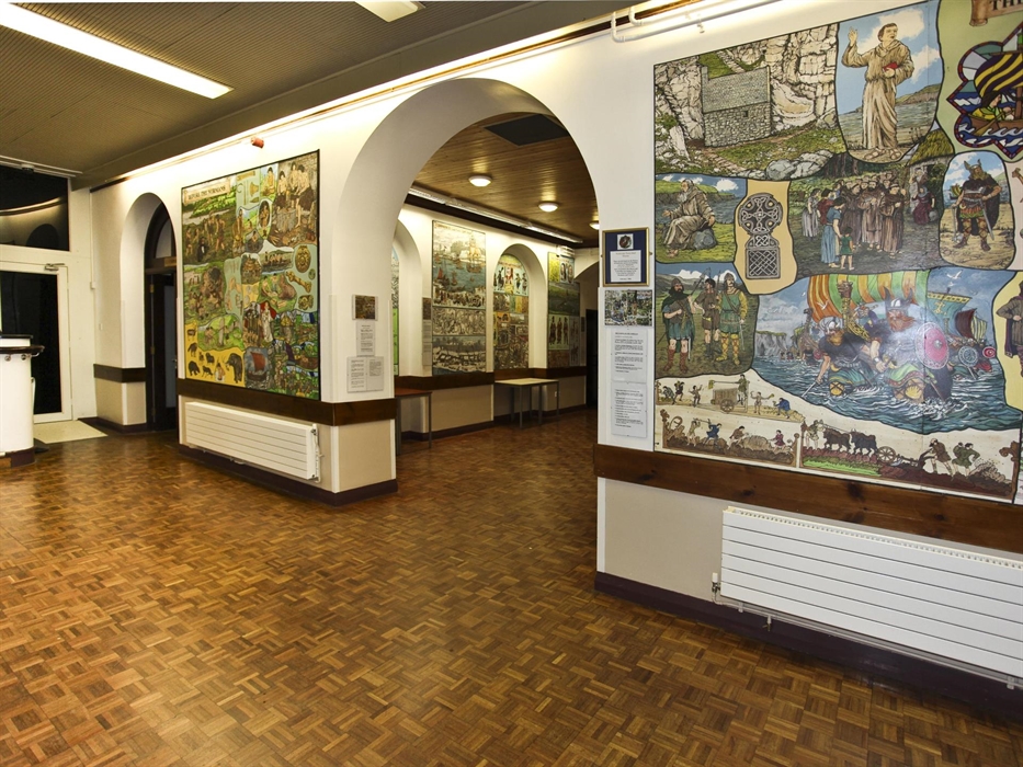 The Murals portray the history of Pembroke from earliest times to the Edwardian eral