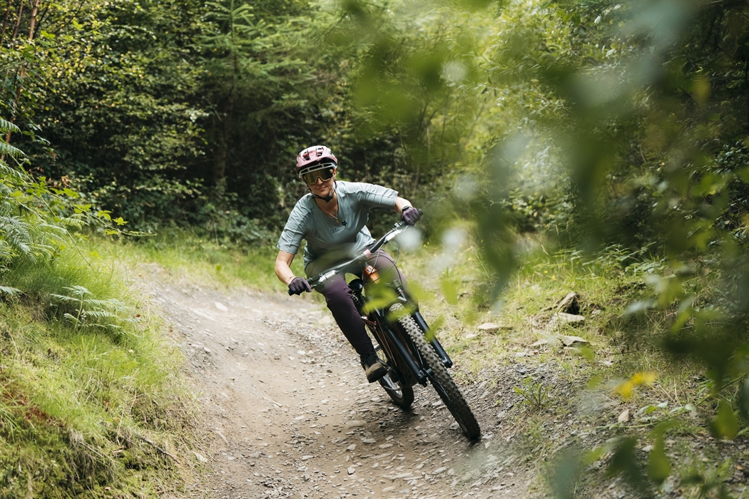 Rider on a blue trail