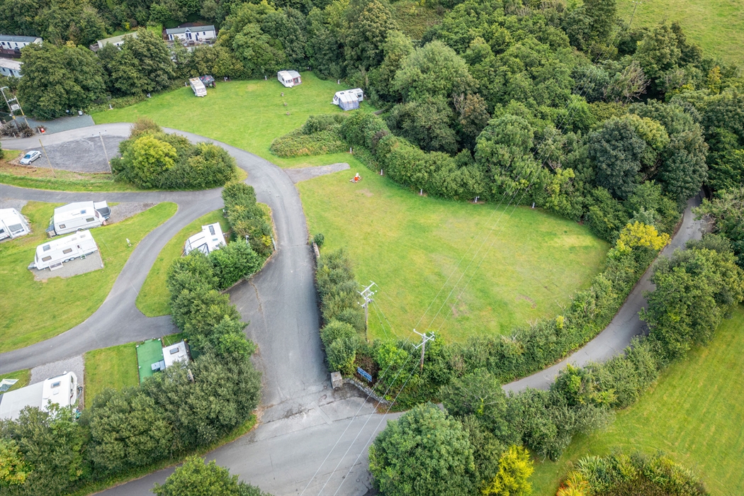 Aerial view of camping field