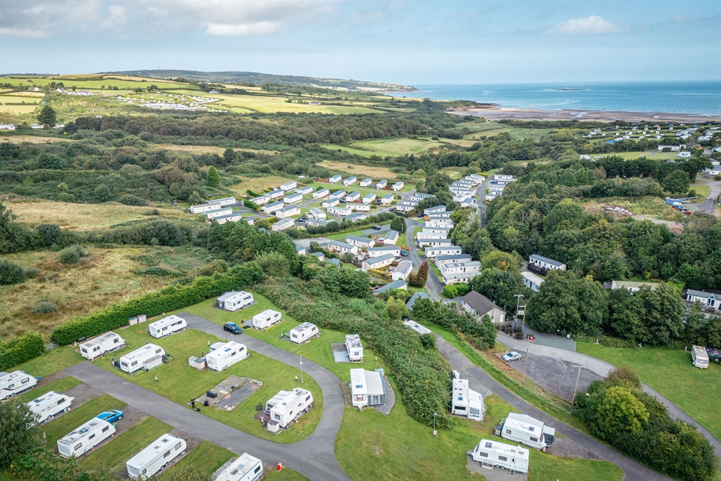 Aerial view of Melin Rhos Caravan Park