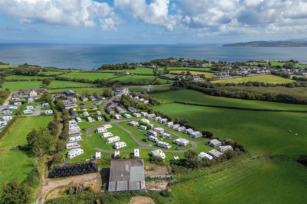 Aerial view of Bodafon Caravan Park