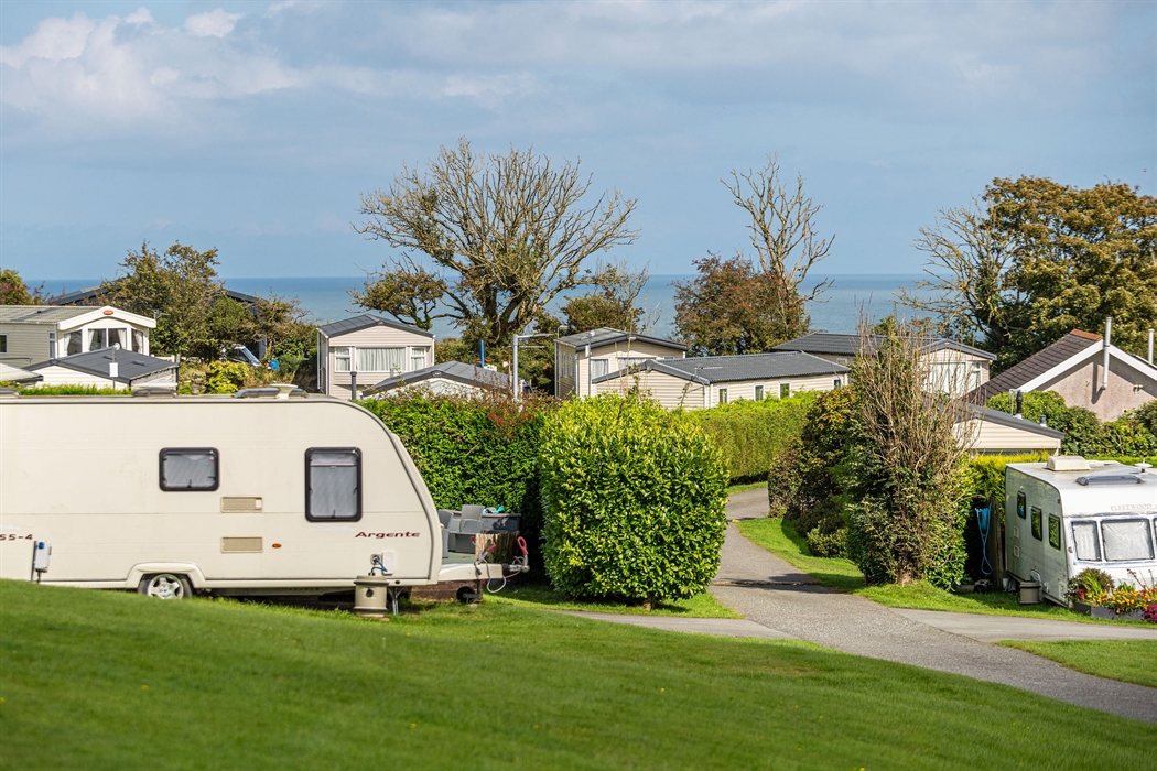 Touring caravans with view of sea