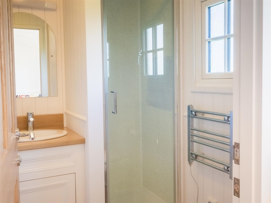 Sink, shower and heated towel rail