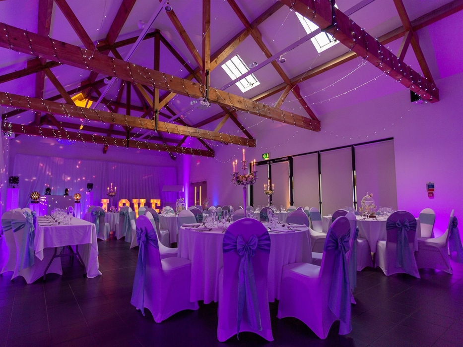 The Coach House set up as a wedding reception.