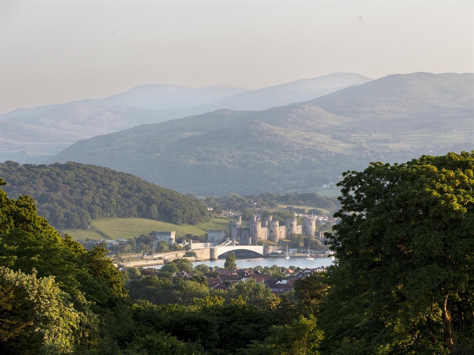 View of Conwy Castle from Bodysgallen Hall