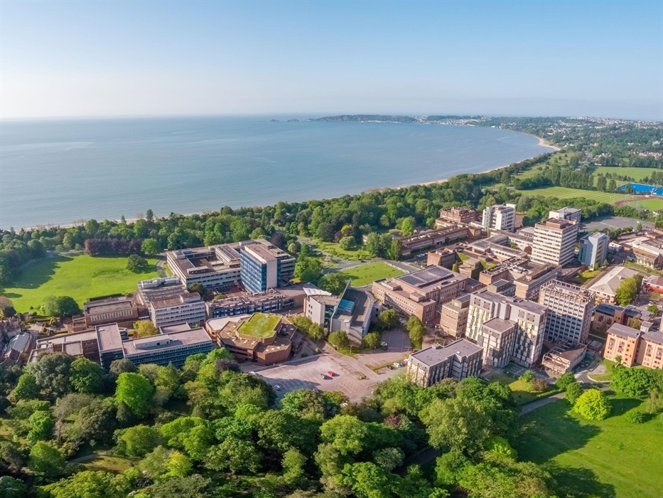 An aerial view of Singleton Campus at Swansea University