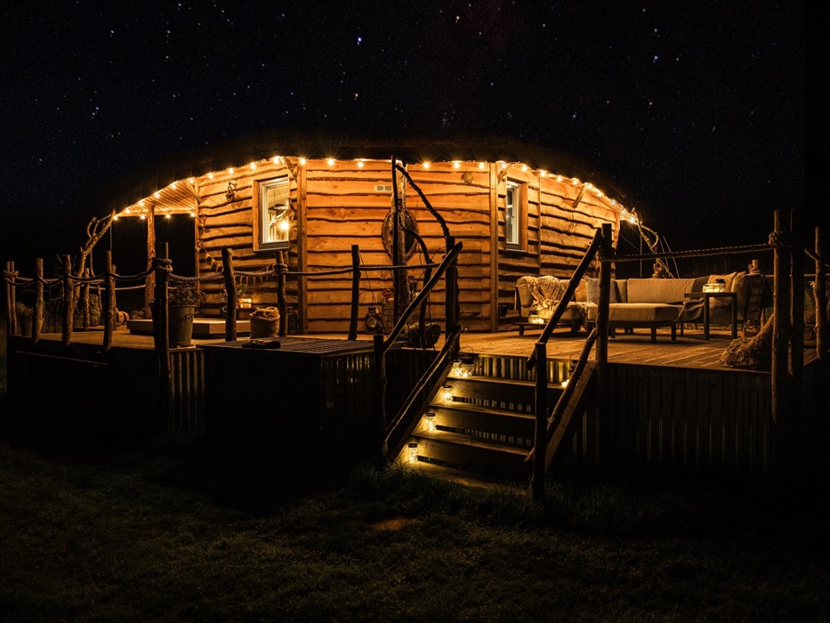 The Cabin at Erwain Escapes under the canopy of stars. Perfect for stargazing - Glamping Cabin Carmarthenshire with Hot Tub.jpg