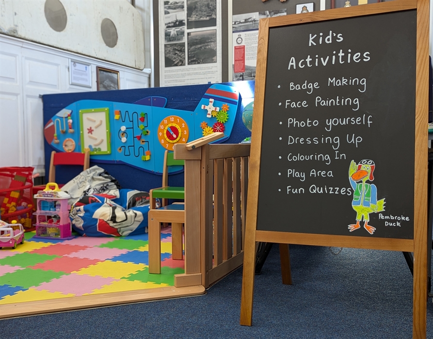 Children's play area with list of activities for kids of all ages