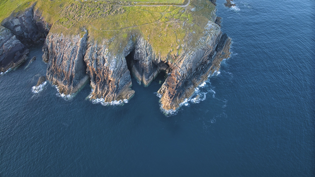 a view of the Pembrokeshire coastline from above