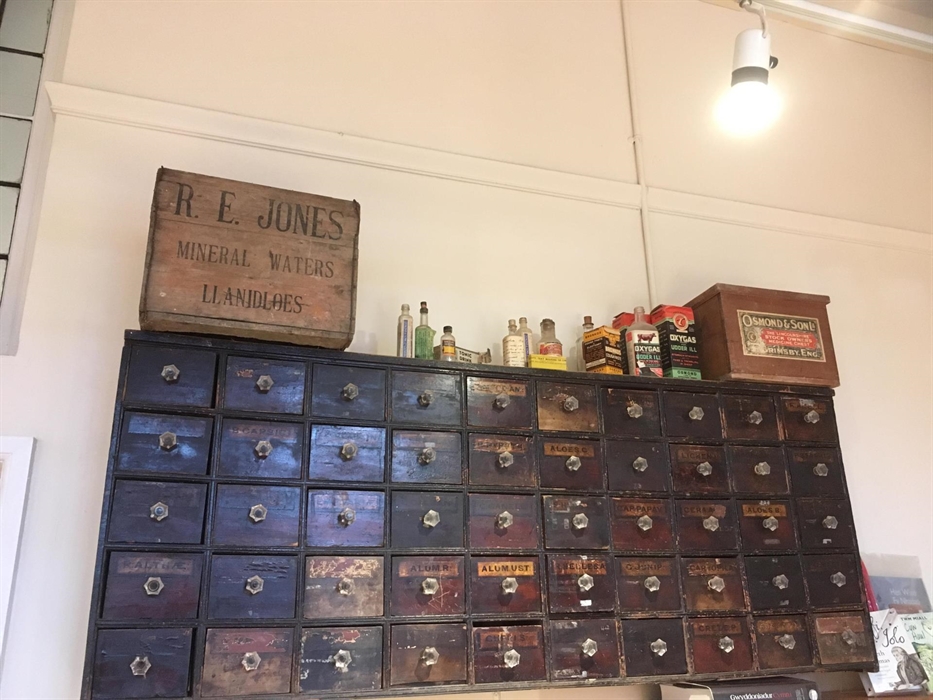Drawers from a chemist on display